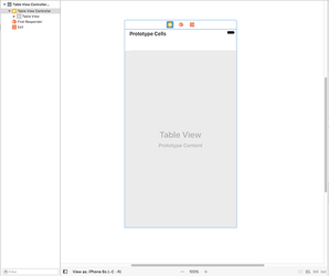 Orijinal görüntü denetleyicisini silip, yeni bir tablo ekranı denetleyicisi ile değiştirdiğinizde, Xcode bu şekilde görünür.