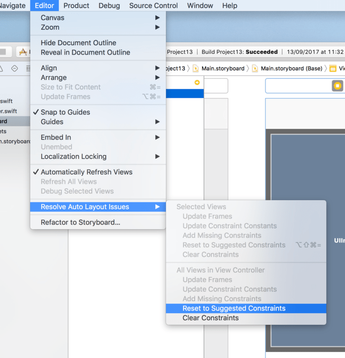 Using Add Missing Constraints can be a real time saver when using Auto Layout.