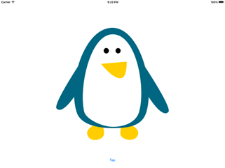 When iOS draws the penguin at twice its size, it automatically smooths the image so it doesn't look too jaggy.