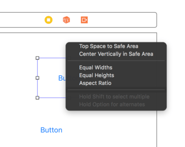 Xcode vous demande quelles contraintes de mise en page automatique vous voulez créer.