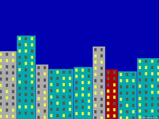 Because we draw the buildings in code, our game level is different every time it runs.