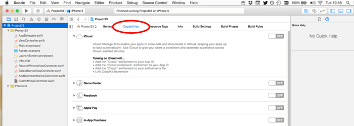 By default the iCloud entitlement is turned off for your project.