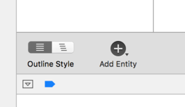The Add Entity button should be at the bottom of the data model editor window.
