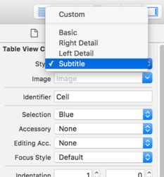 Change the table view cell style to be Subtitle.