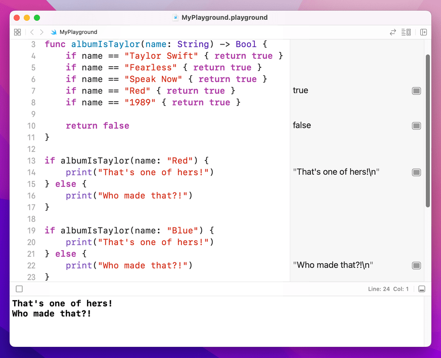 Using a function's return value in a conditional statement.