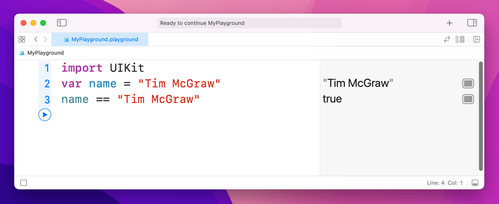 Comparing Strings with the equality operator.