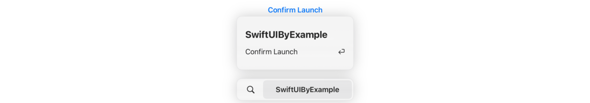 The words “Confirm Launch” in blue, indicating they are tappable. Below that is iPadOS's command palette showing the Confirm Launch command has the Return or Enter shortcut.