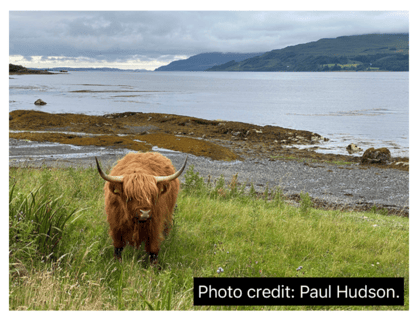 An image of Scotland, with a black rectangle inset slightly from the bottom right corner. On the rectangle is the text “Photo credit: Paul Hudson.” in white.