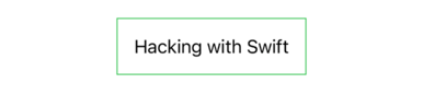 The text “Hacking with Swift” with a thin rectangular green border. There is space around the text between its edges and the border.