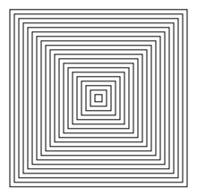 A series of concentric square outlines creating an optical illusion.