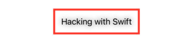 The text “Hacking with Swift” in black on a white rectangle with a thick red border. The text has a hazy gray shadow behind it.
