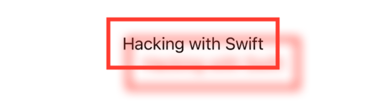 The text “Hacking with Swift” centered in a red rectangular outline. Behind and to the bottom right is a blurry shadow of the text and outline.