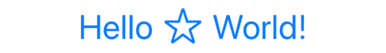 The text “Hello World!” with an outlined star icon between the two words. The words and icon are in large blue text.
