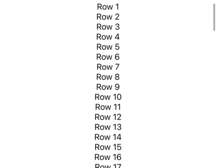 A long vertical list of rows saying “Row 1”, “Row 2”, etc.