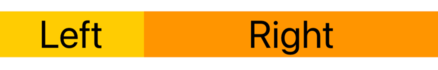A yellow rectangle with the word “Left” beside a twice as wide orange rectangle with the word “Right”.