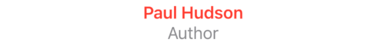 The text “Paul Hudson” in bold red above the text “Author” in gray.